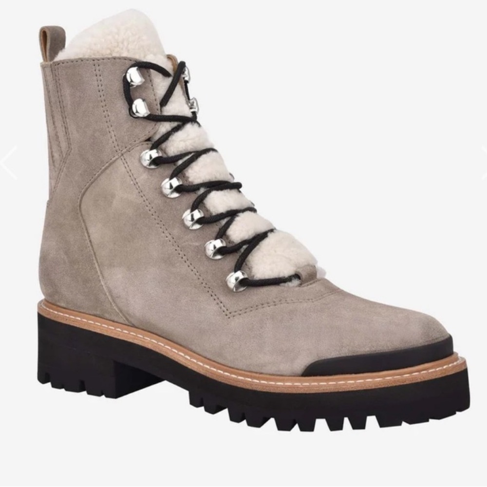 Marc Fisher Izzie Boots Suede Fur Lace up